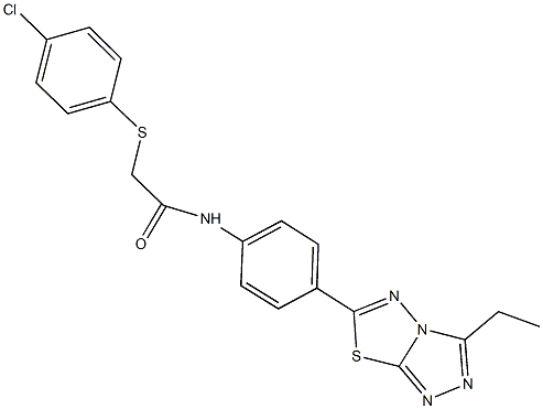 2-[(4-chlorophenyl)sulfanyl]-N-[4-(3-ethyl[1,2,4]triazolo[3,4-b][1,3,4]thiadiazol-6-yl)phenyl]acetamide 结构式