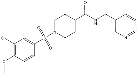 1-[(3-chloro-4-methoxyphenyl)sulfonyl]-N-(3-pyridinylmethyl)-4-piperidinecarboxamide 结构式