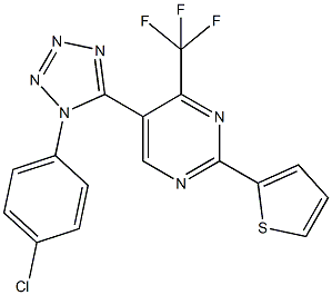 5-[1-(4-chlorophenyl)-1H-tetraazol-5-yl]-2-(2-thienyl)-4-(trifluoromethyl)pyrimidine 结构式