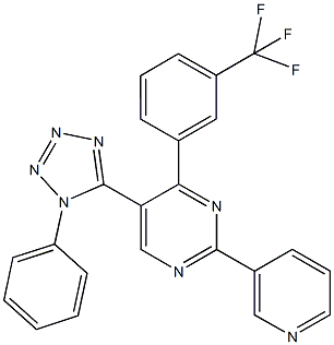 5-(1-phenyl-1H-tetraazol-5-yl)-2-(3-pyridinyl)-4-[3-(trifluoromethyl)phenyl]pyrimidine 结构式