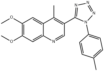 6,7-dimethoxy-4-methyl-3-[1-(4-methylphenyl)-1H-tetraazol-5-yl]quinoline 结构式