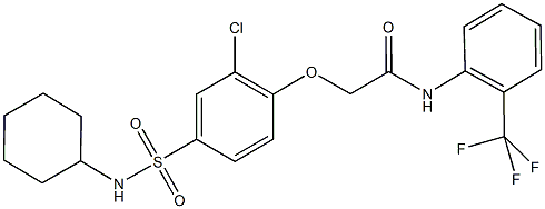 2-{2-chloro-4-[(cyclohexylamino)sulfonyl]phenoxy}-N-[2-(trifluoromethyl)phenyl]acetamide 结构式