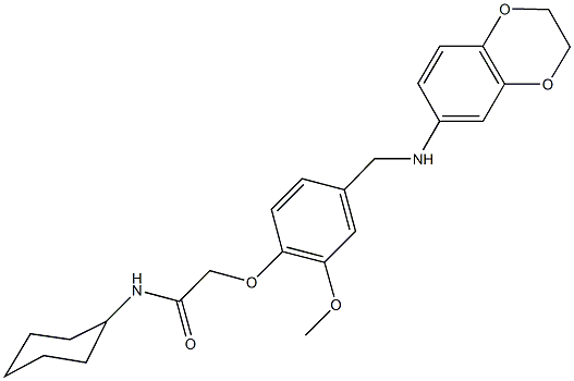 N-cyclohexyl-2-{4-[(2,3-dihydro-1,4-benzodioxin-6-ylamino)methyl]-2-methoxyphenoxy}acetamide 结构式