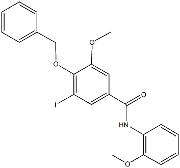 4-(benzyloxy)-3-iodo-5-methoxy-N-(2-methoxyphenyl)benzamide 结构式