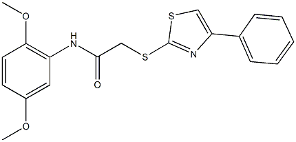 N-(2,5-dimethoxyphenyl)-2-[(4-phenyl-1,3-thiazol-2-yl)sulfanyl]acetamide 结构式