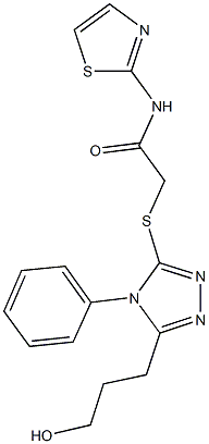 2-{[5-(3-hydroxypropyl)-4-phenyl-4H-1,2,4-triazol-3-yl]sulfanyl}-N-(1,3-thiazol-2-yl)acetamide 结构式