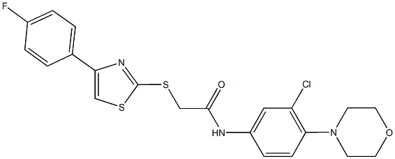 N-[3-chloro-4-(4-morpholinyl)phenyl]-2-{[4-(4-fluorophenyl)-1,3-thiazol-2-yl]sulfanyl}acetamide 结构式