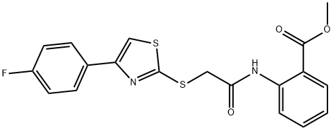 methyl 2-[({[4-(4-fluorophenyl)-1,3-thiazol-2-yl]sulfanyl}acetyl)amino]benzoate 结构式