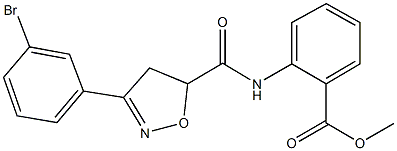 methyl 2-({[3-(3-bromophenyl)-4,5-dihydro-5-isoxazolyl]carbonyl}amino)benzoate 结构式