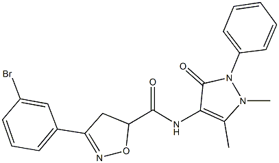 3-(3-bromophenyl)-N-(1,5-dimethyl-3-oxo-2-phenyl-2,3-dihydro-1H-pyrazol-4-yl)-4,5-dihydro-5-isoxazolecarboxamide 结构式