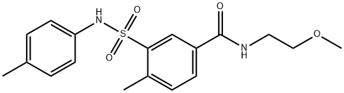 N-(2-methoxyethyl)-4-methyl-3-(4-toluidinosulfonyl)benzamide 结构式