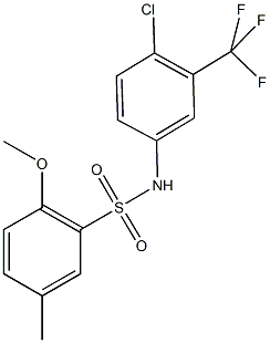 N-[4-chloro-3-(trifluoromethyl)phenyl]-2-methoxy-5-methylbenzenesulfonamide 结构式