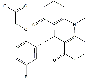 [4-bromo-2-(10-methyl-1,8-dioxo-1,2,3,4,5,6,7,8,9,10-decahydro-9-acridinyl)phenoxy]acetic acid 结构式