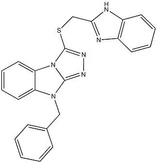 1H-benzimidazol-2-ylmethyl 9-benzyl-9H-[1,2,4]triazolo[4,3-a]benzimidazol-3-yl sulfide 结构式