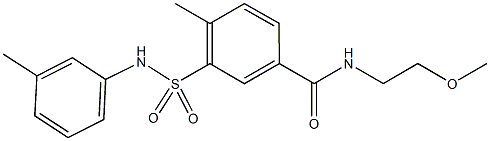 N-(2-methoxyethyl)-4-methyl-3-(3-toluidinosulfonyl)benzamide 结构式