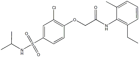 2-{2-chloro-4-[(isopropylamino)sulfonyl]phenoxy}-N-(2-ethyl-6-methylphenyl)acetamide 结构式
