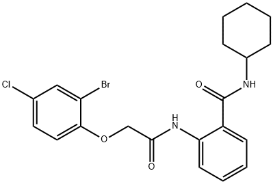 2-{[(2-bromo-4-chlorophenoxy)acetyl]amino}-N-cyclohexylbenzamide 结构式