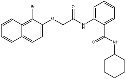 2-({[(1-bromo-2-naphthyl)oxy]acetyl}amino)-N-cyclohexylbenzamide 结构式