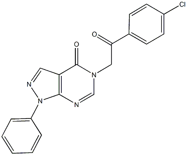 5-[2-(4-chlorophenyl)-2-oxoethyl]-1-phenyl-1,5-dihydro-4H-pyrazolo[3,4-d]pyrimidin-4-one 结构式