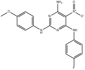 N~4~-(4-fluorophenyl)-N~2~-(4-methoxyphenyl)-5-nitro-2,4,6-pyrimidinetriamine 结构式