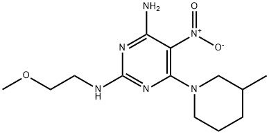 N~2~-(2-methoxyethyl)-6-(3-methyl-1-piperidinyl)-5-nitro-2,4-pyrimidinediamine 结构式