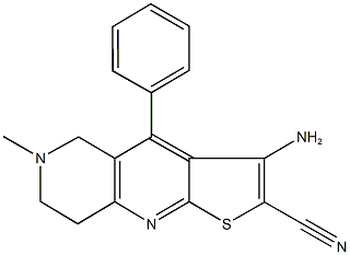 3-amino-6-methyl-4-phenyl-5,6,7,8-tetrahydrothieno[2,3-b][1,6]naphthyridine-2-carbonitrile 结构式