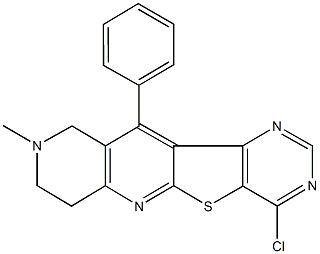 4-chloro-9-methyl-11-phenyl-7,8,9,10-tetrahydropyrimido[4',5':4,5]thieno[2,3-b][1,6]naphthyridine 结构式