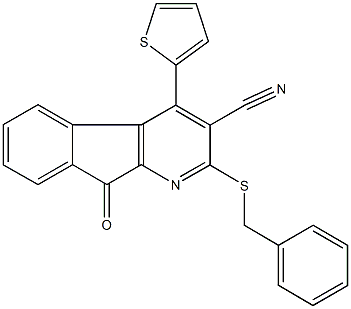 2-(benzylsulfanyl)-9-oxo-4-(2-thienyl)-9H-indeno[2,1-b]pyridine-3-carbonitrile 结构式