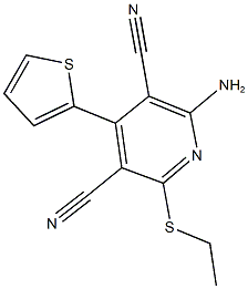 2-amino-6-(ethylsulfanyl)-4-(2-thienyl)-3,5-pyridinedicarbonitrile 结构式