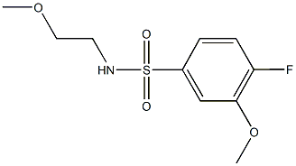 4-fluoro-3-methoxy-N-(2-methoxyethyl)benzenesulfonamide 结构式