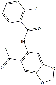 N-(6-acetyl-1,3-benzodioxol-5-yl)-2-chlorobenzamide 结构式