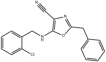 2-benzyl-5-[(2-chlorobenzyl)amino]-1,3-oxazole-4-carbonitrile 结构式