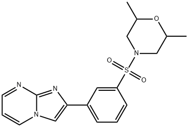 2-{3-[(2,6-dimethyl-4-morpholinyl)sulfonyl]phenyl}imidazo[1,2-a]pyrimidine 结构式