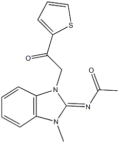 N-{1-methyl-3-[2-oxo-2-(2-thienyl)ethyl]-1,3-dihydro-2H-benzimidazol-2-ylidene}acetamide 结构式