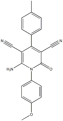 6-amino-1-(4-methoxyphenyl)-4-(4-methylphenyl)-2-oxo-1,2-dihydro-3,5-pyridinedicarbonitrile 结构式