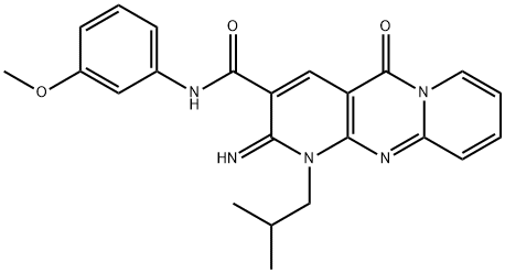 2-imino-1-isobutyl-N-(3-methoxyphenyl)-5-oxo-1,5-dihydro-2H-dipyrido[1,2-a:2,3-d]pyrimidine-3-carboxamide 结构式