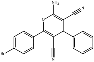 2-amino-6-(4-bromophenyl)-4-phenyl-4H-pyran-3,5-dicarbonitrile 结构式