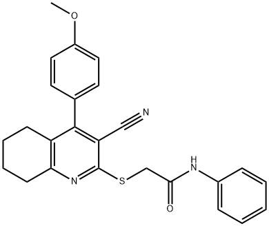 2-{[3-cyano-4-(4-methoxyphenyl)-5,6,7,8-tetrahydro-2-quinolinyl]sulfanyl}-N-phenylacetamide 结构式