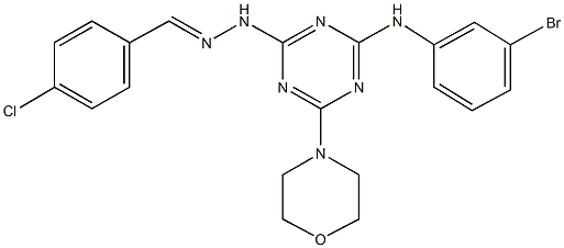 4-chlorobenzaldehyde [4-(3-bromoanilino)-6-(4-morpholinyl)-1,3,5-triazin-2-yl]hydrazone 结构式