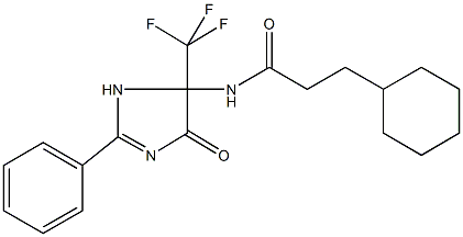 3-cyclohexyl-N-[4-oxo-2-phenyl-5-(trifluoromethyl)-4,5-dihydro-1H-imidazol-5-yl]propanamide 结构式