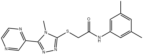 N-(3,5-dimethylphenyl)-2-{[4-methyl-5-(2-pyrazinyl)-4H-1,2,4-triazol-3-yl]sulfanyl}acetamide 结构式