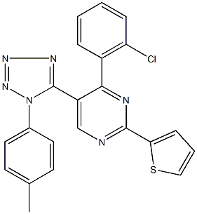 4-(2-chlorophenyl)-5-[1-(4-methylphenyl)-1H-tetraazol-5-yl]-2-(2-thienyl)pyrimidine 结构式