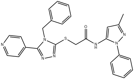 2-{[4-benzyl-5-(4-pyridinyl)-4H-1,2,4-triazol-3-yl]sulfanyl}-N-(3-methyl-1-phenyl-1H-pyrazol-5-yl)acetamide 结构式