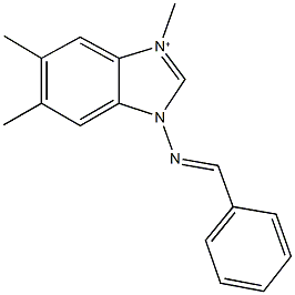 3-(benzylideneamino)-1,5,6-trimethyl-3H-benzimidazol-1-ium 结构式