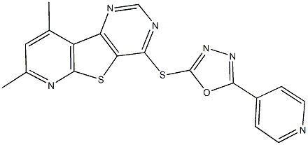 7,9-dimethylpyrido[3',2':4,5]thieno[3,2-d]pyrimidin-4-yl 5-(4-pyridinyl)-1,3,4-oxadiazol-2-yl sulfide 结构式