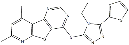 7,9-dimethylpyrido[3',2':4,5]thieno[3,2-d]pyrimidin-4-yl 4-ethyl-5-(2-thienyl)-4H-1,2,4-triazol-3-yl sulfide 结构式