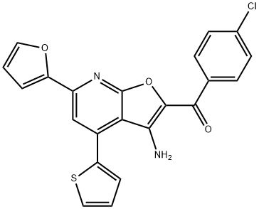 [3-amino-6-(2-furyl)-4-(2-thienyl)furo[2,3-b]pyridin-2-yl](4-chlorophenyl)methanone 结构式