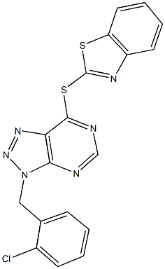 1,3-benzothiazol-2-yl 3-(2-chlorobenzyl)-3H-[1,2,3]triazolo[4,5-d]pyrimidin-7-yl sulfide 结构式