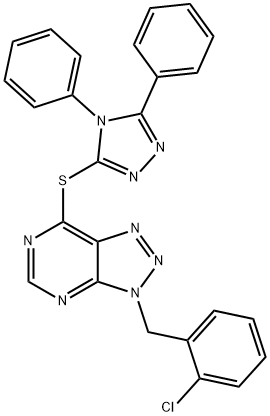 3-(2-chlorobenzyl)-3H-[1,2,3]triazolo[4,5-d]pyrimidin-7-yl 4,5-diphenyl-4H-1,2,4-triazol-3-yl sulfide 结构式