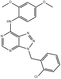 3-(2-chlorobenzyl)-N-(2,4-dimethoxyphenyl)-3H-[1,2,3]triazolo[4,5-d]pyrimidin-7-amine 结构式